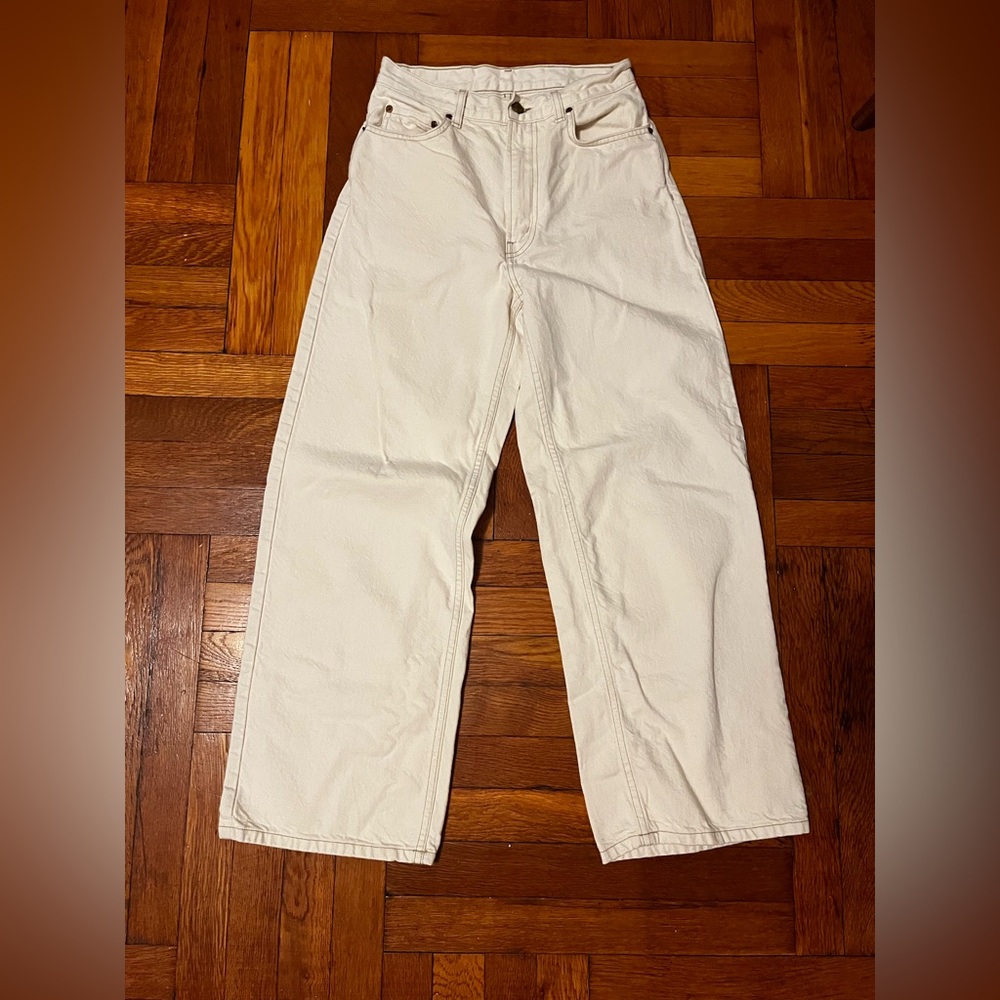 B SIDES Cream Wide Leg Jeans